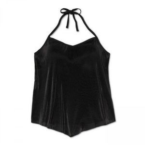 Aqua Green Black‎ Corduroy Tankini Bathing Suit Top Swimwear Size Small